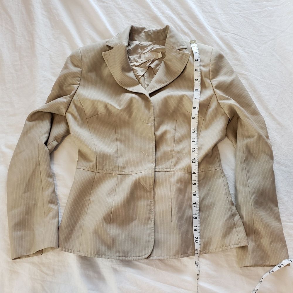 Vintage G2000 Women Blazer Jacket Beige Pinstripe Suit Career Coat 2000s Sz 3 XS - Picture 6 of 8